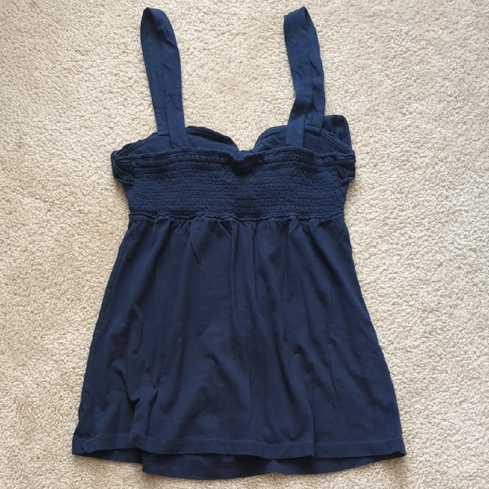 Vintage Hollister Navy Blue Babydoll Camisole Top With Ruffles - Picture 4 of 8